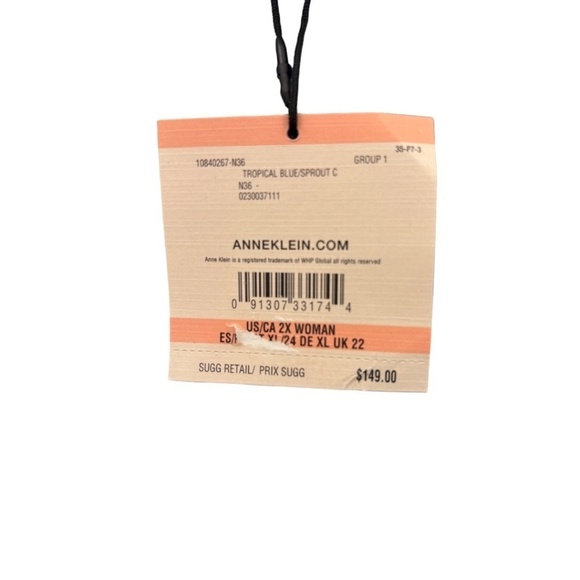 ANNE KLEIN Plus Size 2X Dress Tropical Floral V-Neck Sleeveless Linen Blend NWT - Picture 6 of 6